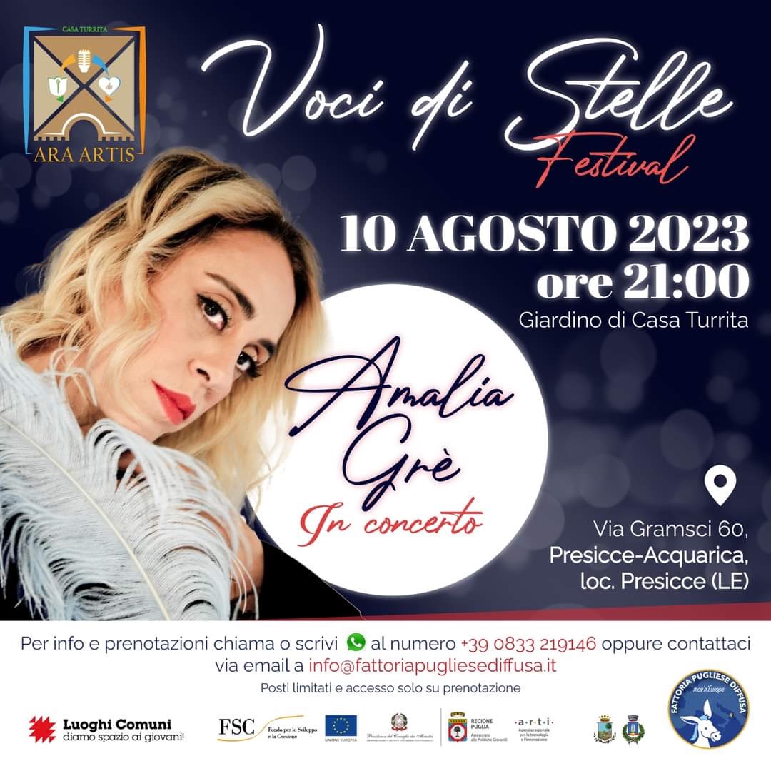 Presicce-Acquarica, Amalia Gre, guest of the festival “Voci di Stelle”